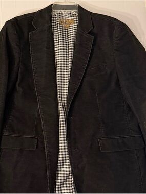 #299 Allen Solly Black Corduroy Blazer with Gingham Lining